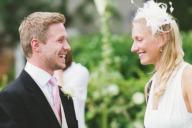 guests chatting at a wedding in buckinghamshire