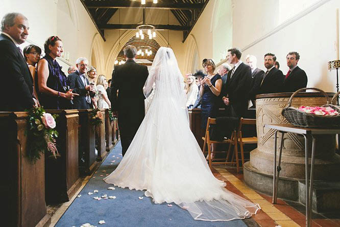 suzanne neville dress with long veil