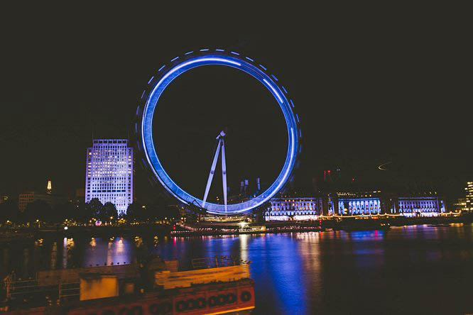 the london eye at night