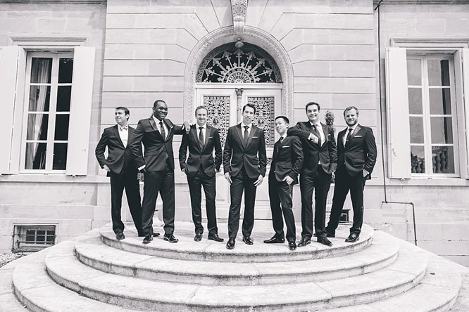 cool black white photo groom ushers 