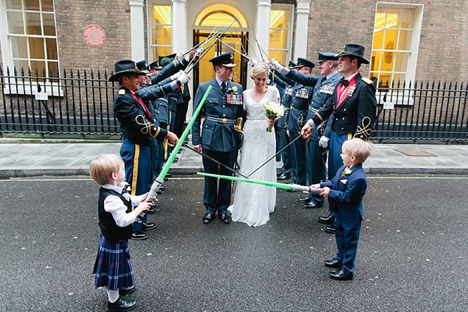 guard of honour with light sabres