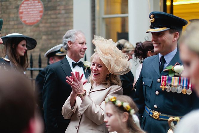 wedding guests outside front of rsa house