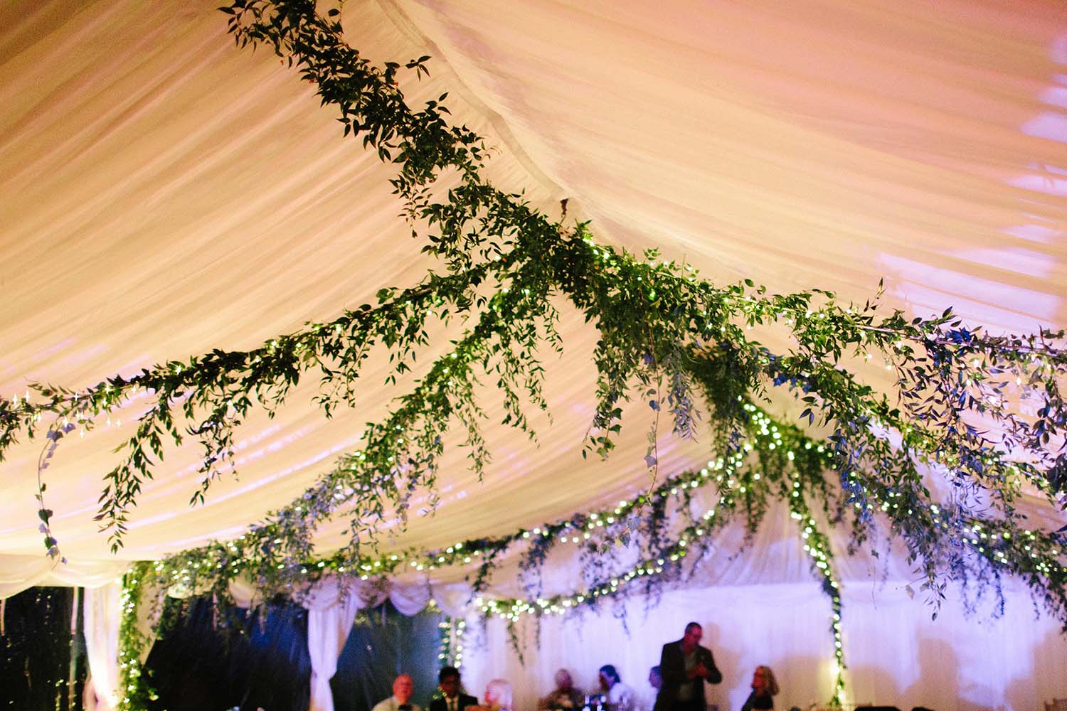 fairy lights marquee autumn wedding